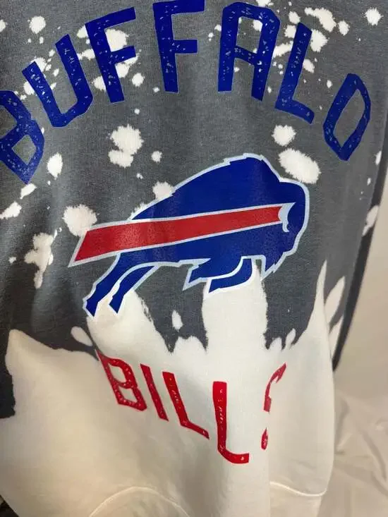 Women's Buffalo Bills Gameday Couture Oversized Bleached Dip-Dye Pullover Sweats - Picture 4 of 5